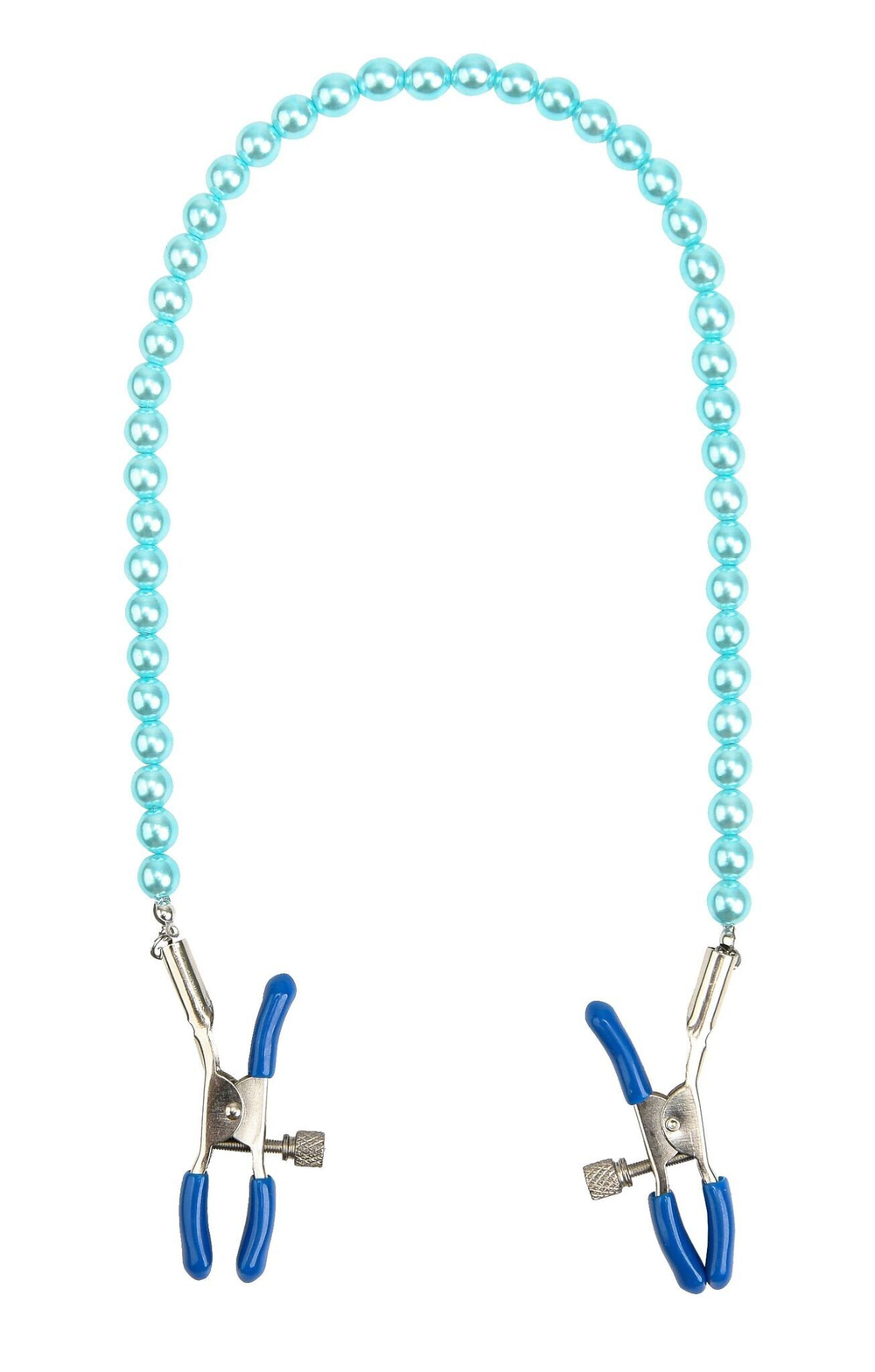 Зажимы на соски с голубыми бусами (Цвет: голубой)