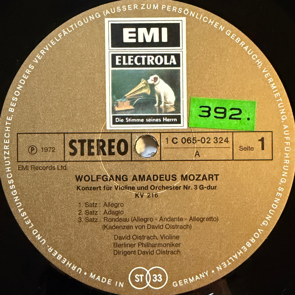 Моцарт, Давид Ойстрах - Скрипичные концерты №3 и № 4 (Германия 1972г.)Т