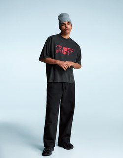 BERSHKA Футболка с принтом Friday the 13th, серый