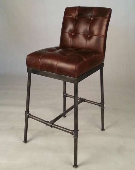 Барный стул RS067, 80 см, коричневая кожа