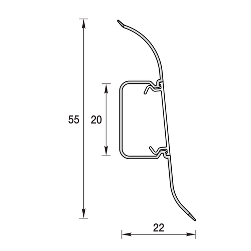 Плинтус ПВХ Идеал Классик 187 Алюминий темный 2200х55х22 мм