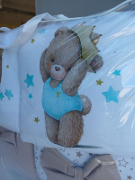 Комплект в кроватку 18 предметов "Принц Мишка" бежевый, сатин