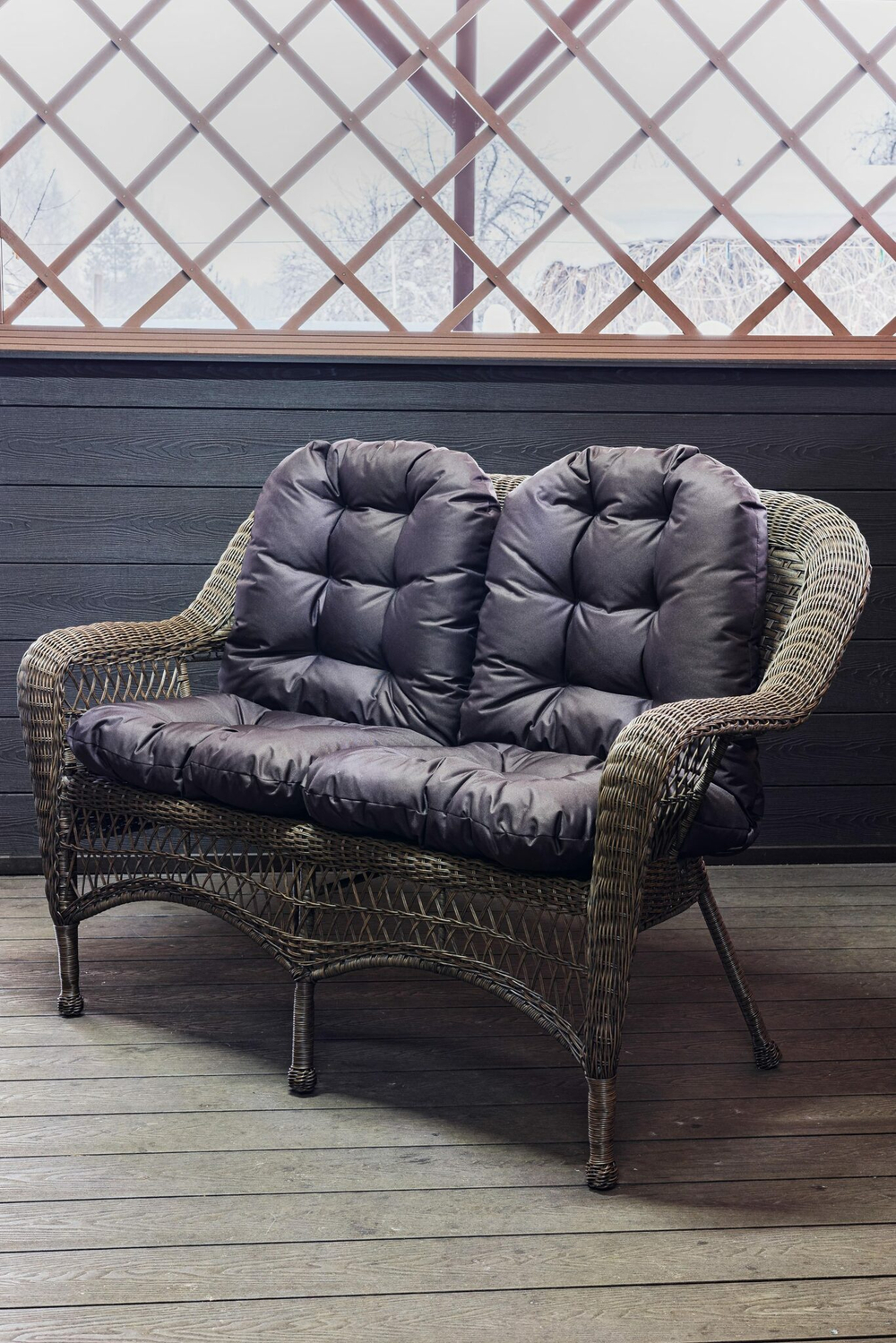 Двухместный диван из ротанга МЭДИСОН «MADISON» арт.М03195 brown с подушками на сидение и спинку