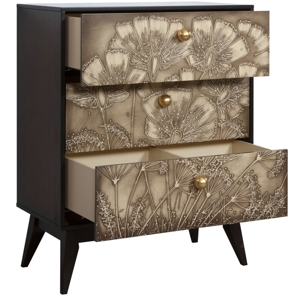 Комод Маки с 3 ящиками Каштан