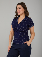 Блузка БЛ-115/синийгорошек-веточки