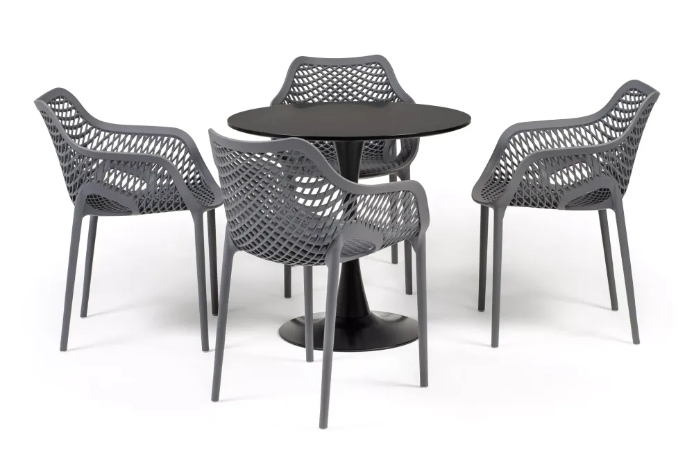 "Беллини" обеденная группа на 4 персоны, цвет темно-серый