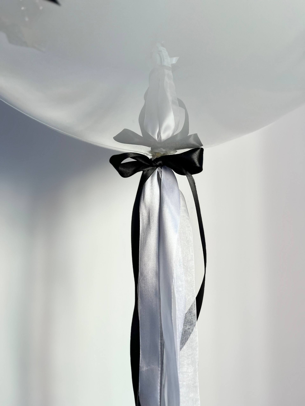 Воздушные шары на 15 лет для девушки черный/белый большой двойной шар №3566