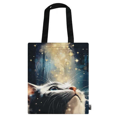 Сумка-шоппер КОТ СО ЗВЕЗДАМИ (35x45 см, полиэстер, сублимационная печать, 1 отделение