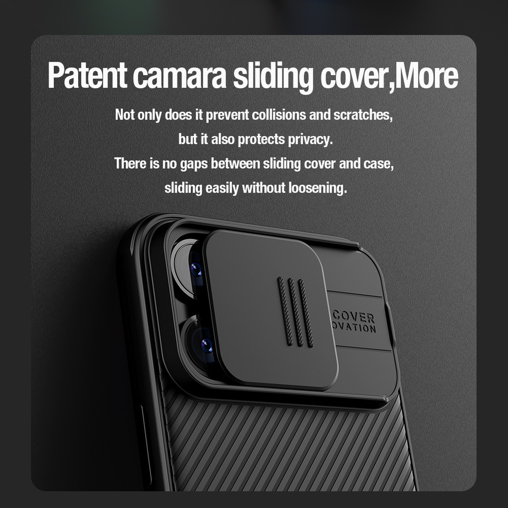 Чехол с защитной шторкой для камеры от Nillkin на iPhone 15 Pro, серия CamShield Pro Case