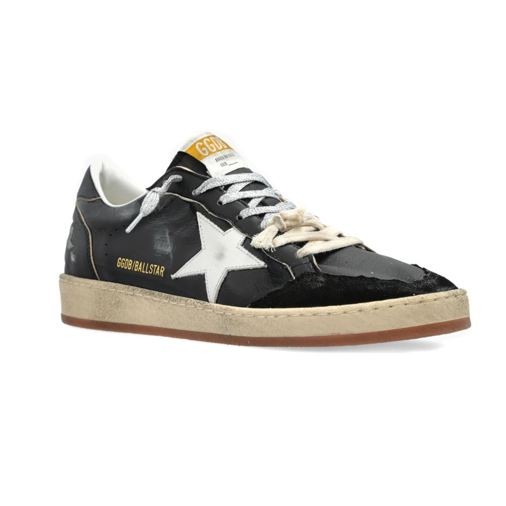 Мужские кеды Golden Goose Ball Star in Black Nappa with White Star and Black Heel Tab