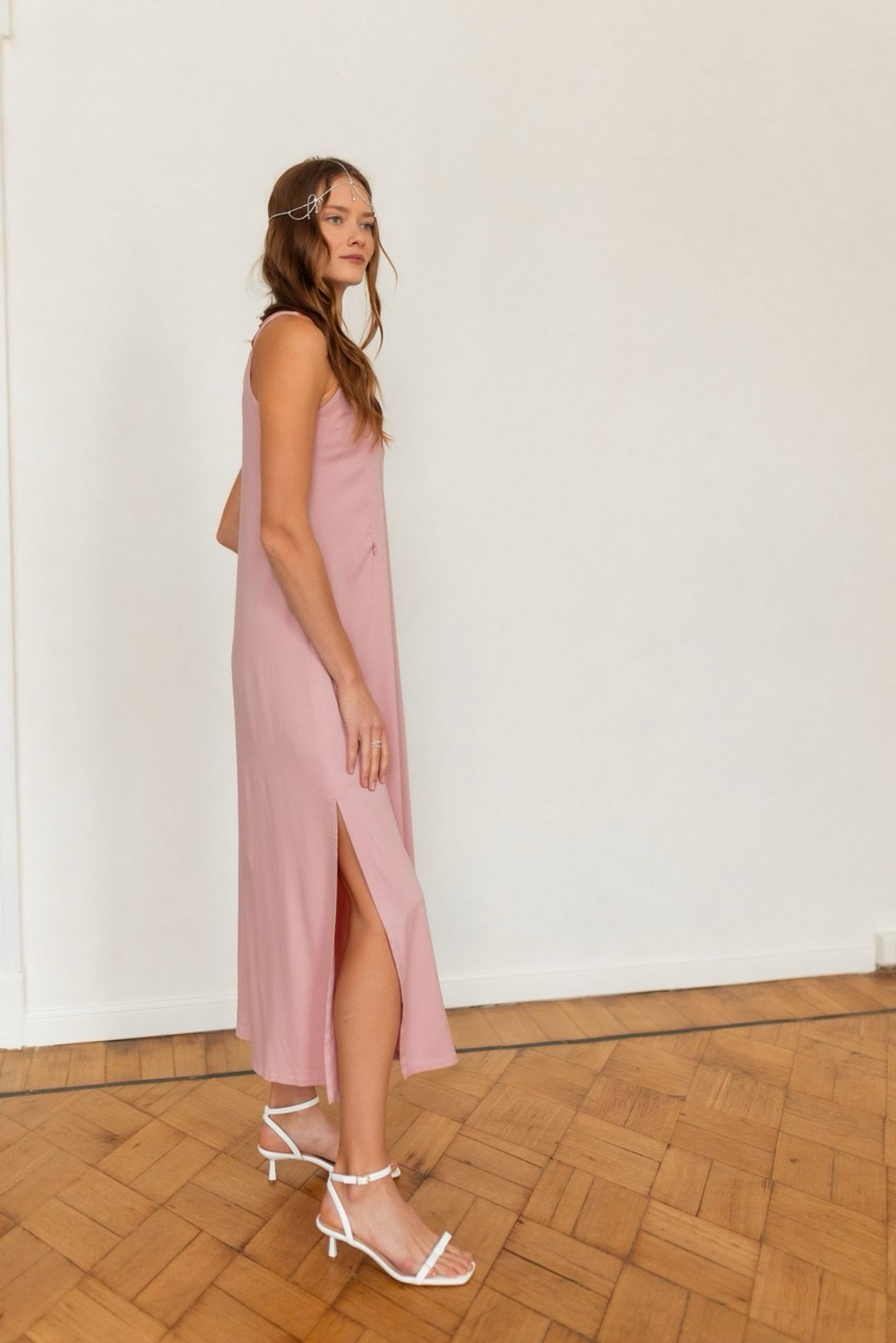 Платье-комбинация с разрезом для беременных и кормящих, Розовый