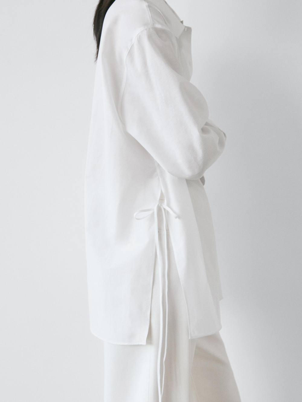 Massimo Dutti Рубашка с завязками, белый