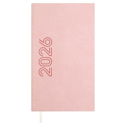 Еженедельник дат. 2026г 85*145мм 64л., кожзам., тв.пер. "Лозанж розовый" блинт.тисн, ляссе