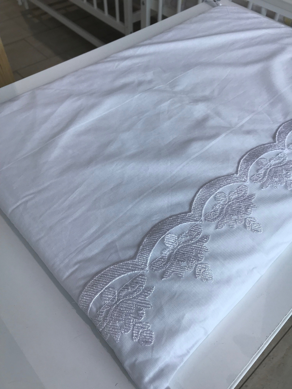 Комплект в кроватку 6-ти предметный "Нежность" с кружевом(белый цвет), поплин