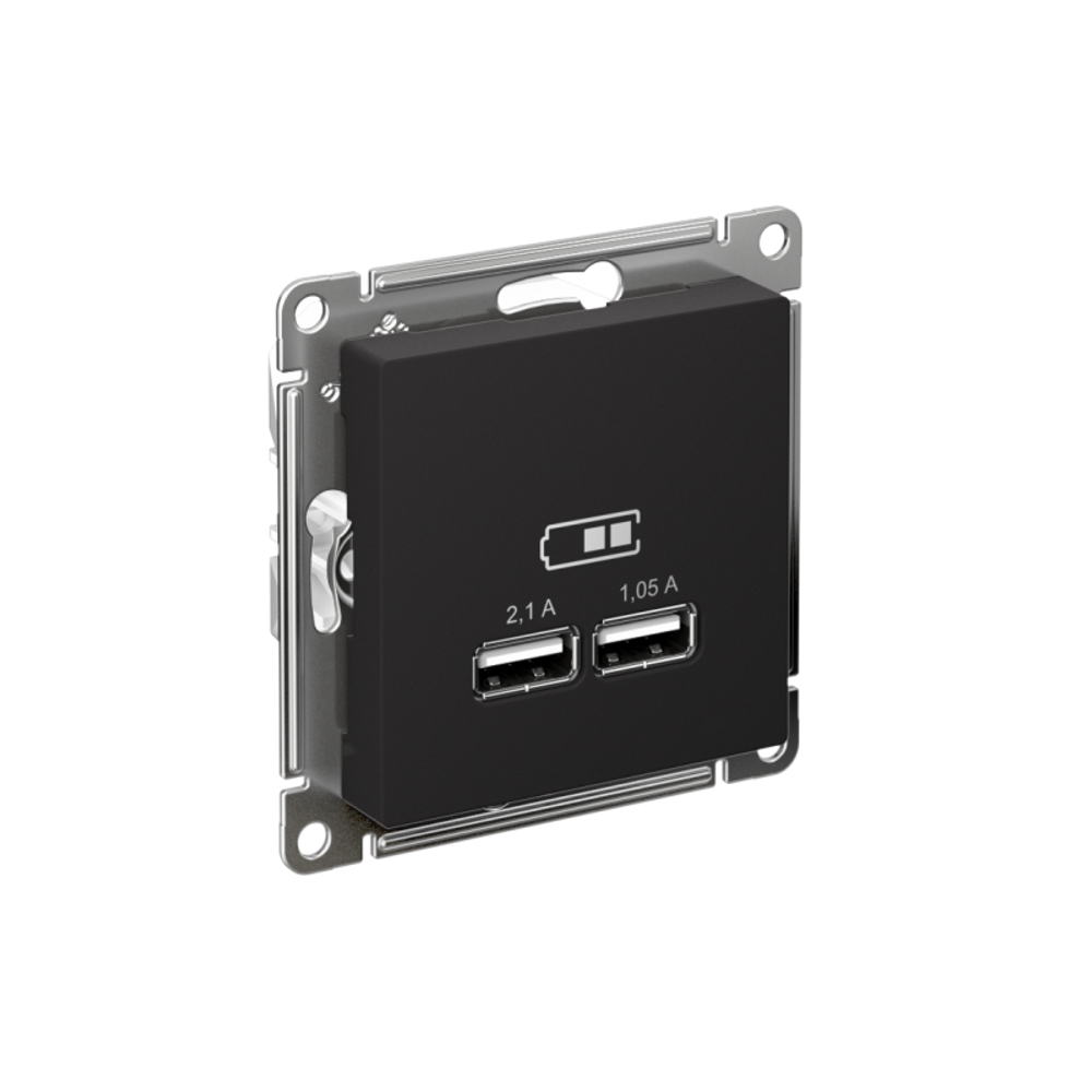 Розетка USB AtlasDesign тип A+A 5В 1х2.1А 2х1.05А механизм карбон SE ATN001033