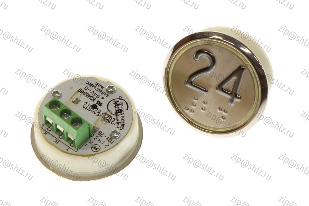 Кнопка (кнопочный модуль) EA2406S-D-W &quot;24 этаж&quot;, круглая, белая динамическая подсветка, Брайль