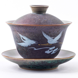 312086 Гайвань ВИНТАЖНАЯ КЕРАМИКА "Журавли", 170 мл, керамика