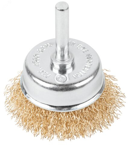 Корд-щетка чашечная для дрели с ворсом из латун. волнистой проволоки 75 мм "РОСОМАХА" (920075)