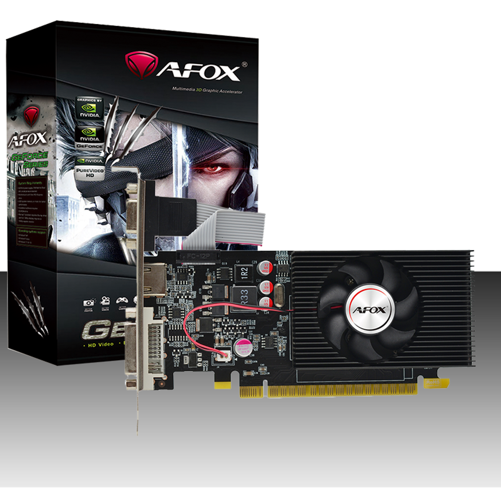 Видеокарта AFOX NVIDIA GeForce GT730, 4Гб GDDR3, 128 бит, LP, Retail, PCIe2.0, 1xFAN, 1-SLOT, 23Вт, VGA, HDMI, DVI (AF730-4096D3L6)