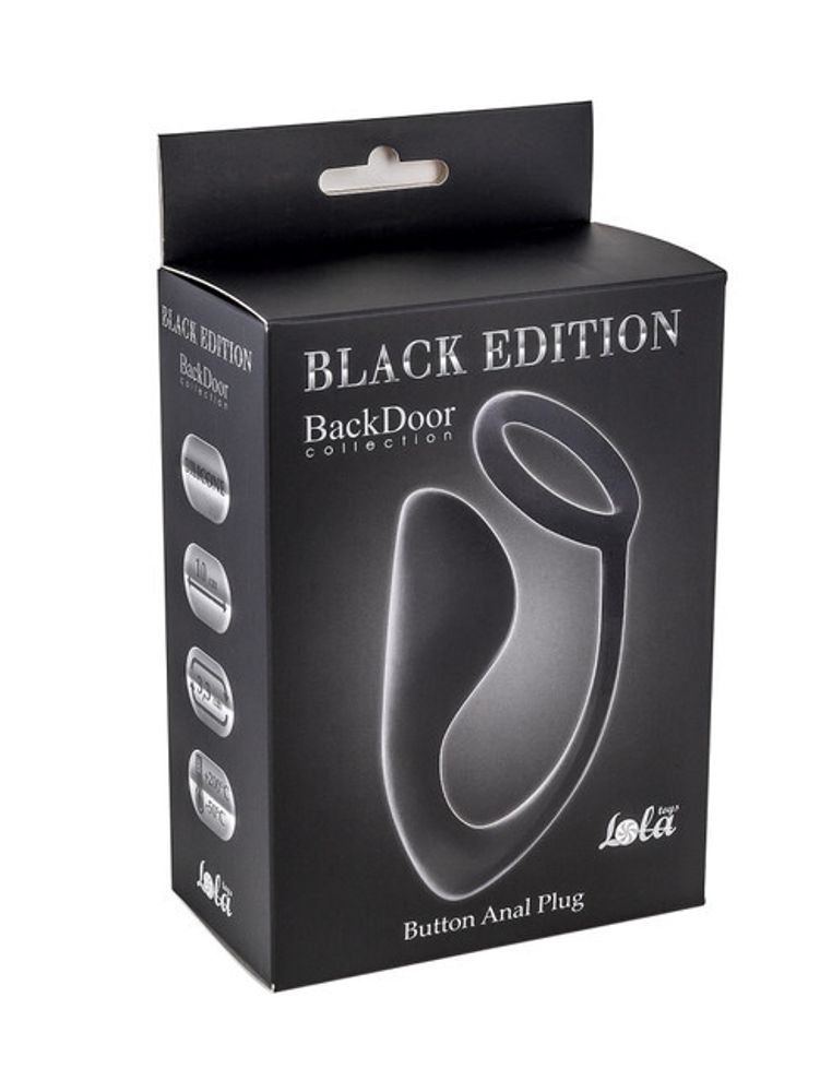 Мужской анальный стимулятор с кольцом на пенис Butto Anal Plug Black (10 см , черный) (Цвет: черный)