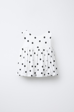 ZARA ФУТБОЛКА В ГОРОШЕК, БЕЛЫЙ