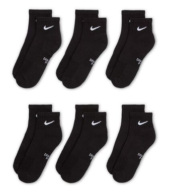 Теннисные носки Nike Everyday One Quarter 6P - black/white