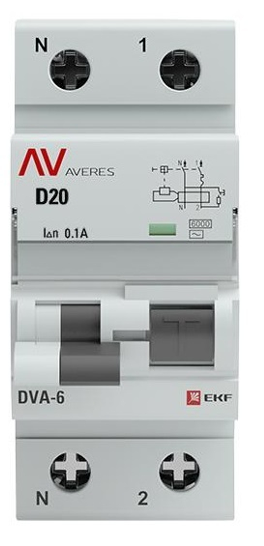 Автомат дифференциальный EKF rcbo6-1pn-20D-100-ac-av