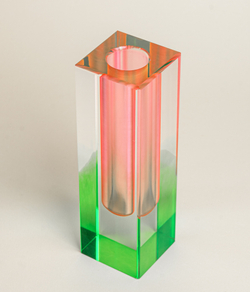 Ваза/Подсвечник из акрила 5 х 5 х 16 Розово-зеленый