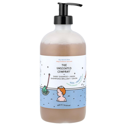 The Unscented Company, Kids, Shiny Shampoo + Wash, без отдушек, 500 мл (16,9 жидк. Унции)