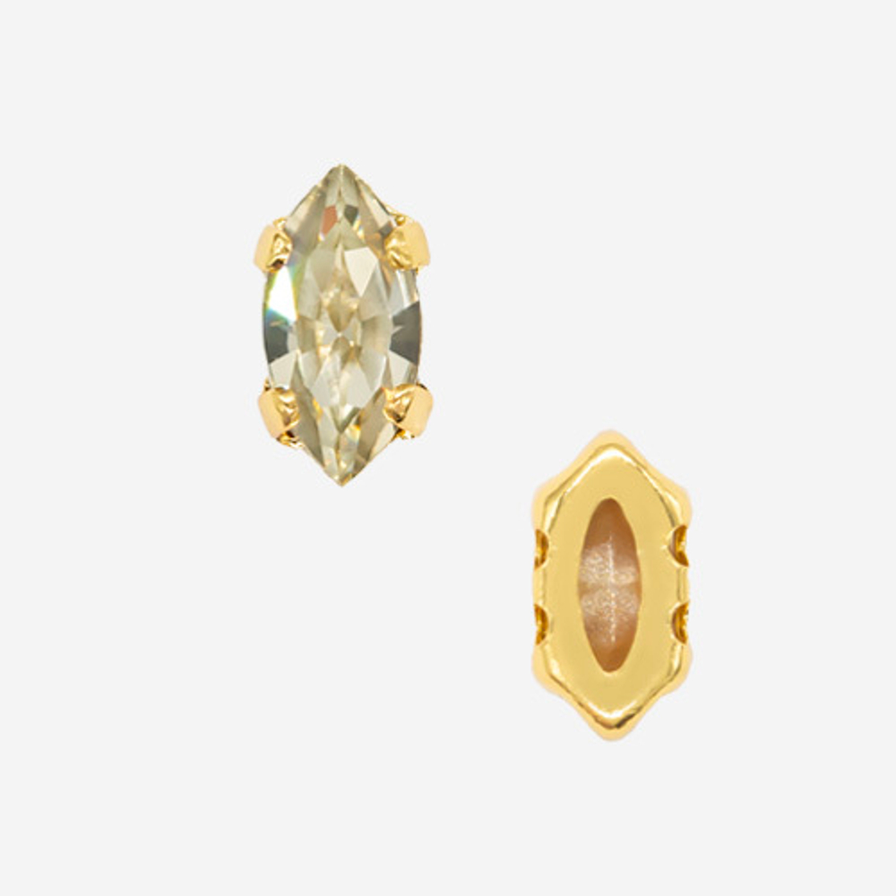 Кристалл Маркиз (Marquise Fancy Stone) в цапах, оттенок "Jonquel", 6*3мм, позолота