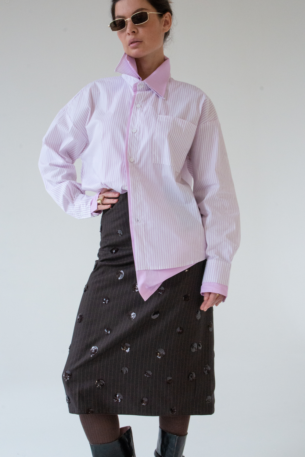 Рубашка двойная в полоску MOSS