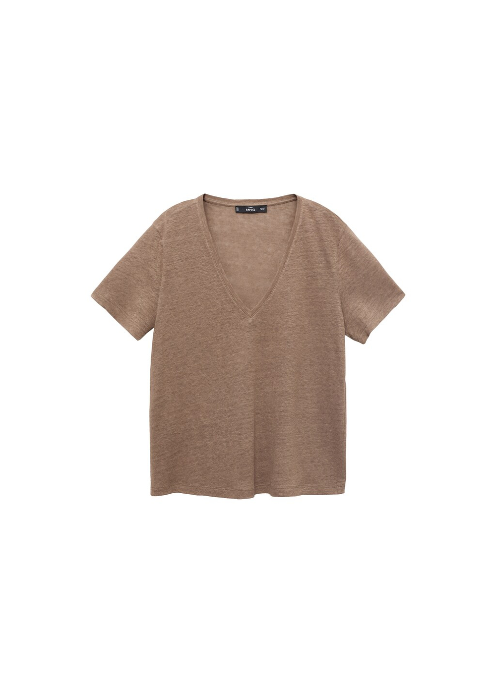 Льняная футболка с V-образной горловиной