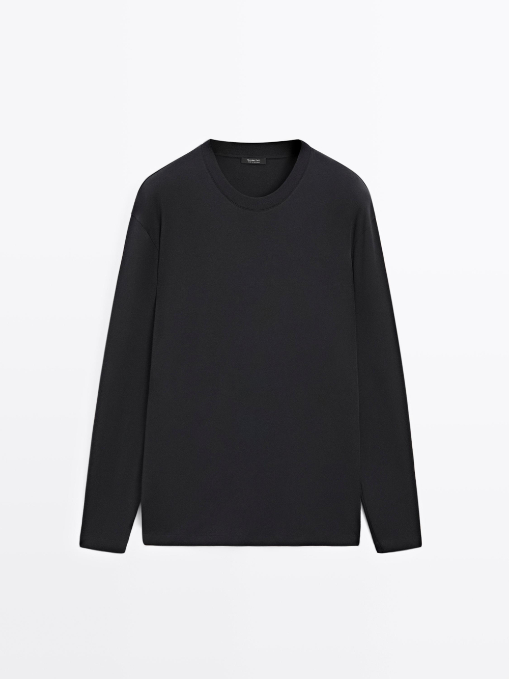 Massimo Dutti Футболка из хлопка среднего размера с длинными рукавами, темно-синий