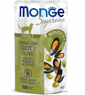 Monge Supreme Adult cat для взрослых кошек с мидиями и оливками 80гр. (33010)