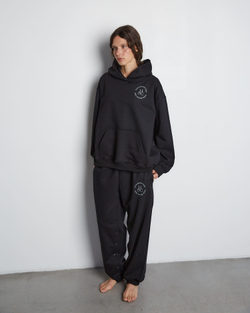 Комплект: толстовка и брюки из футера на кнопках черный