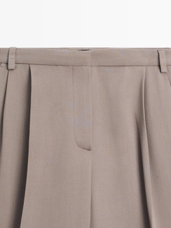 Massimo Dutti Длинные струящиеся бермуды с широкими штанинами, коричневый