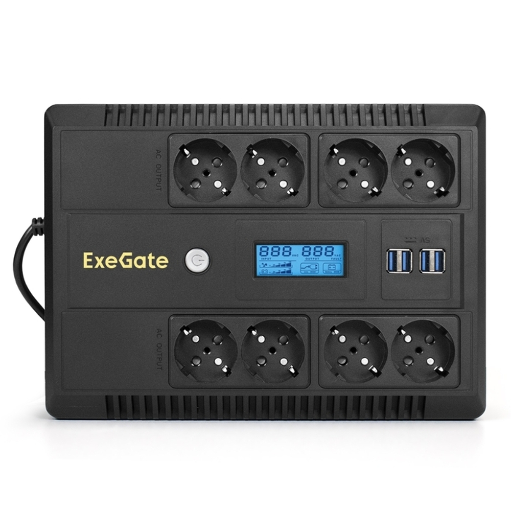 Источник бесперебойного питания  Exegate NEO Smart LHB-1000.LCD.AVR.8SH.CH.RJ.USB