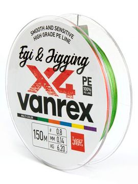 Леска плетёная LJ Vanrex EGI & JIGGING х4 BRAID Multi Color 150 м, 0,14 мм