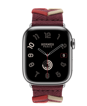Apple Watch Hermès 41mm 41mm Silver Stainless Steel Case with Rouge H Bridon Single Tour