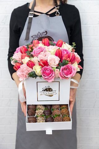 🍓 Клубника в шоколаде в шляпной коробке 🍓 - купить клубничный букет с ...