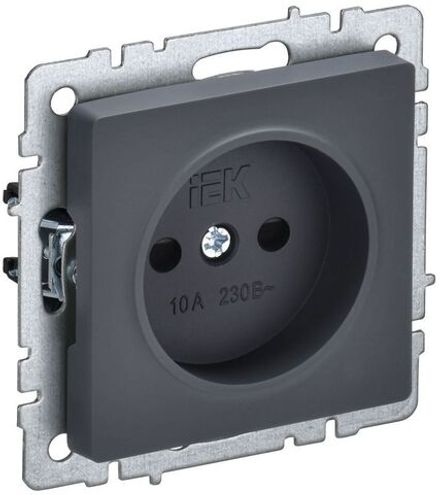 Розетка СП BRITE РСш10-2-БрГ 10А без заземл. защ. шторки механизм графит IEK BR-R13-10-K53