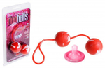 Анально-вагинальные шарики со смещенным центром тяжести Duo Balls красного цвета (Цвет: красный с белым)