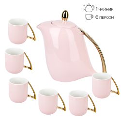 Чайный набор 7пр. " . Pink" (6 персон) v=1300/240 мл (подарочная упаковка)