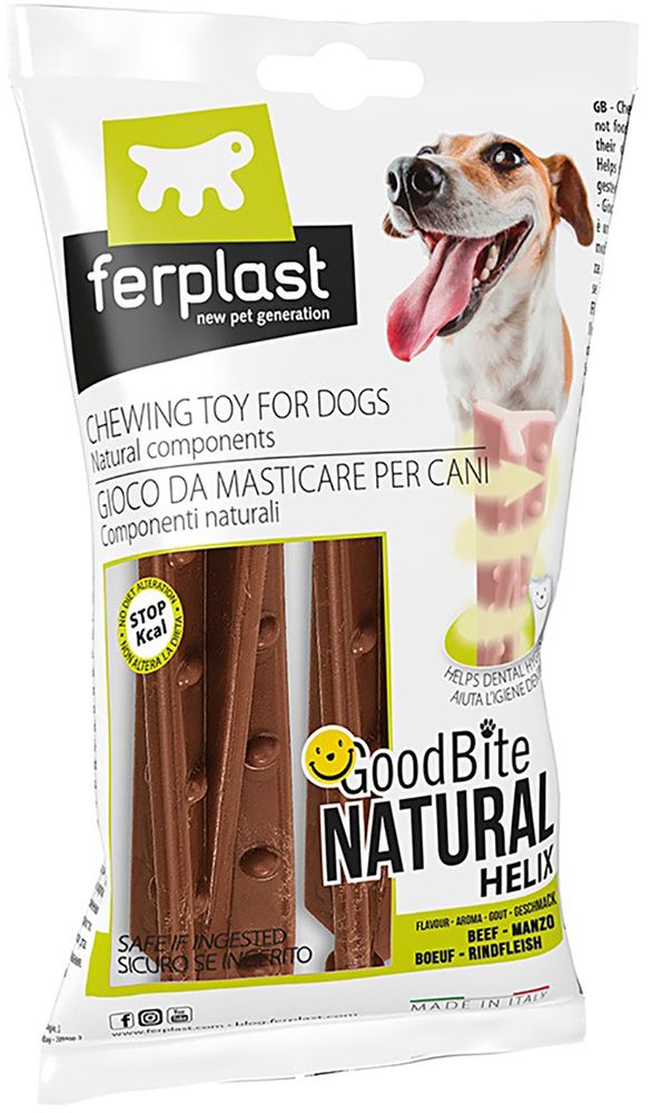 Ferplast Игрушка-кость GoodBite Helix S Bag для собак, пластик, со вкусом говядины, 2 х 40г