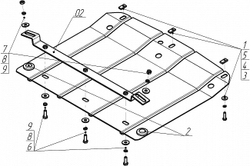 Защита картера Двигателя, КПП. 2 мм, Сталь. для Chevrolet Spark 2005-2010, Chevrolet Spark 2000-2004 MOTODOR.03011