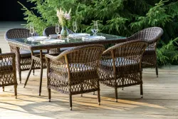 "Амароне" обеденная группа из искусственного ротанга на 6 персон, цвет коричневый