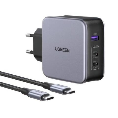 Сетевое зарядное устройство Ugreen Nexode мощностью 100 Вт (3 USB-C, USB-A) (GaN) (CD226) Многопортовый мощный адаптер питания. Есть поддержка PD