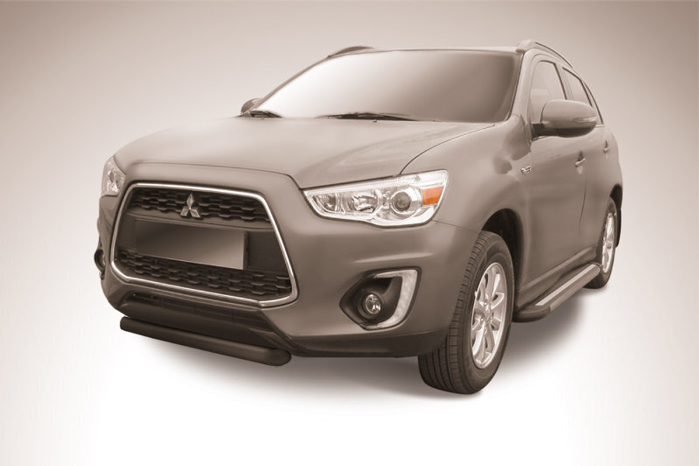 Защита переднего бампера Mitsubishi ASX (2012-2016) d76 короткая серебристая