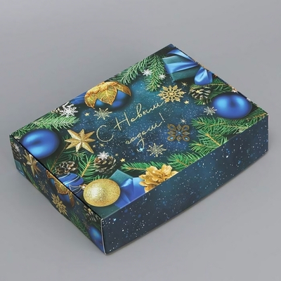 Коробка подарочная 21х15х5см. складная «Новогодние игрушки» (Дарите счастье)