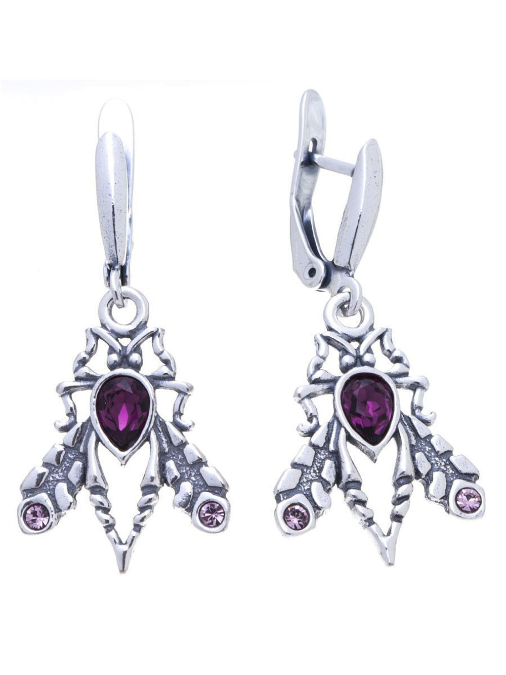 "Биитле" серьги в серебряном покрытии из коллекции "Кассида" от Jenavi с английским замком